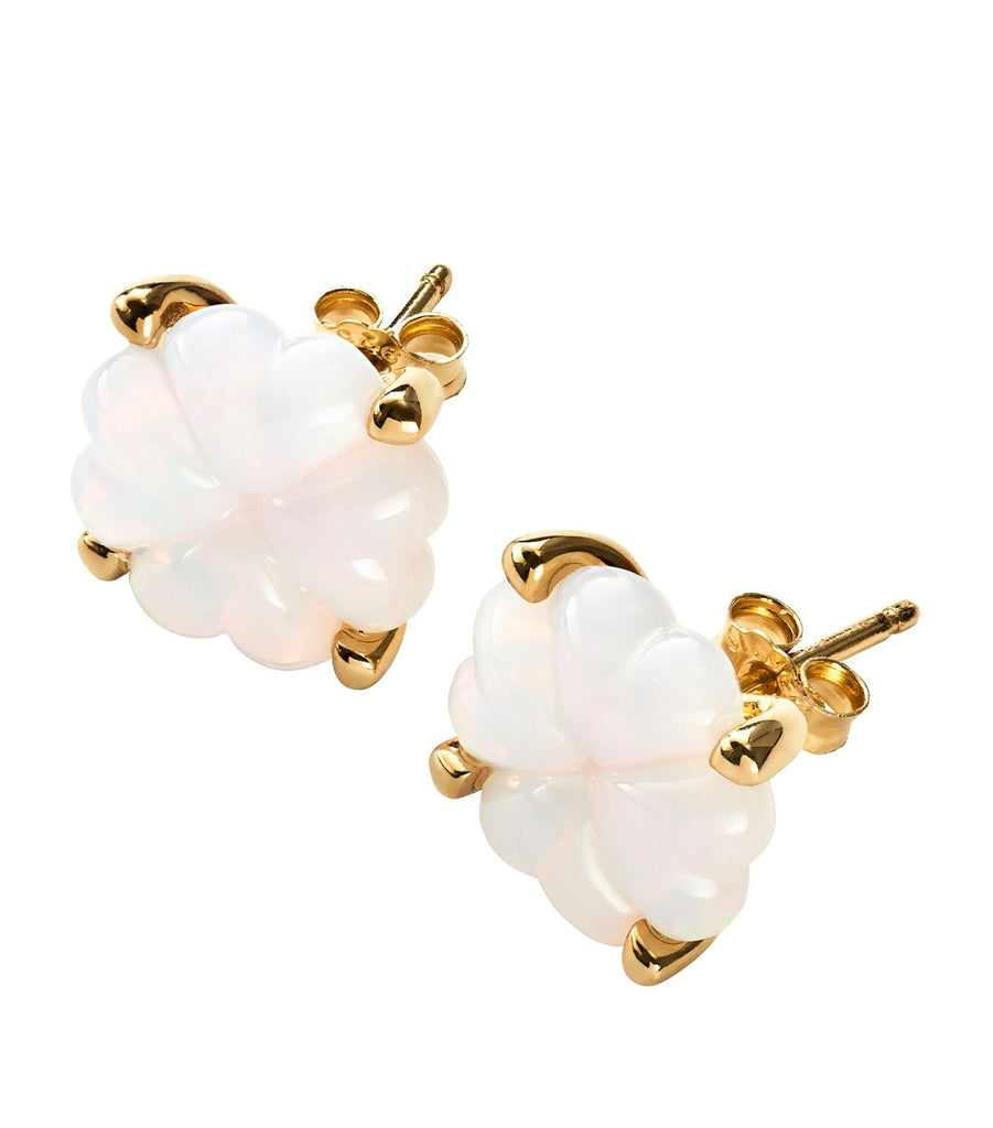 Gold Vermeil Trefle White Stud Earrings