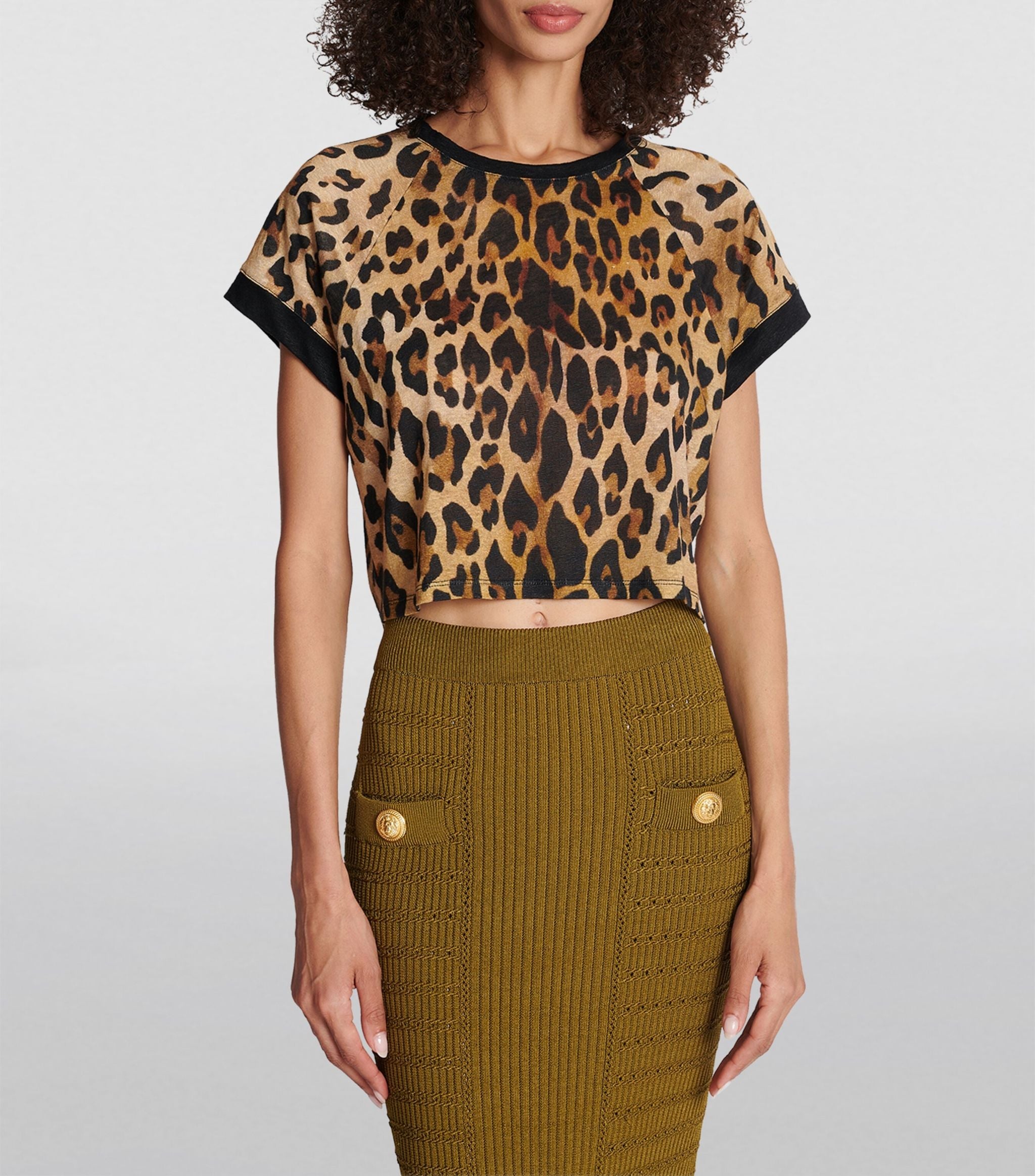 Cropped Leopard Print T-Shirt Miscellaneous Harrods   