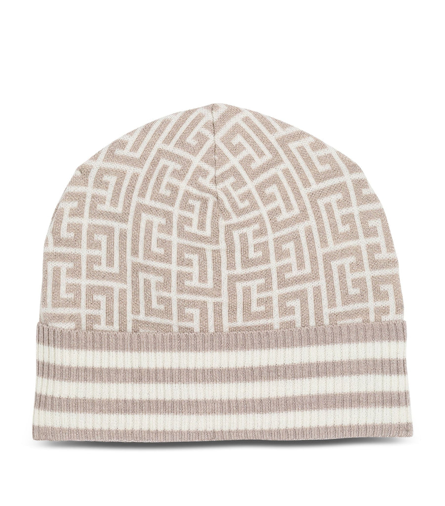 Wool-Blend Monogram Beanie