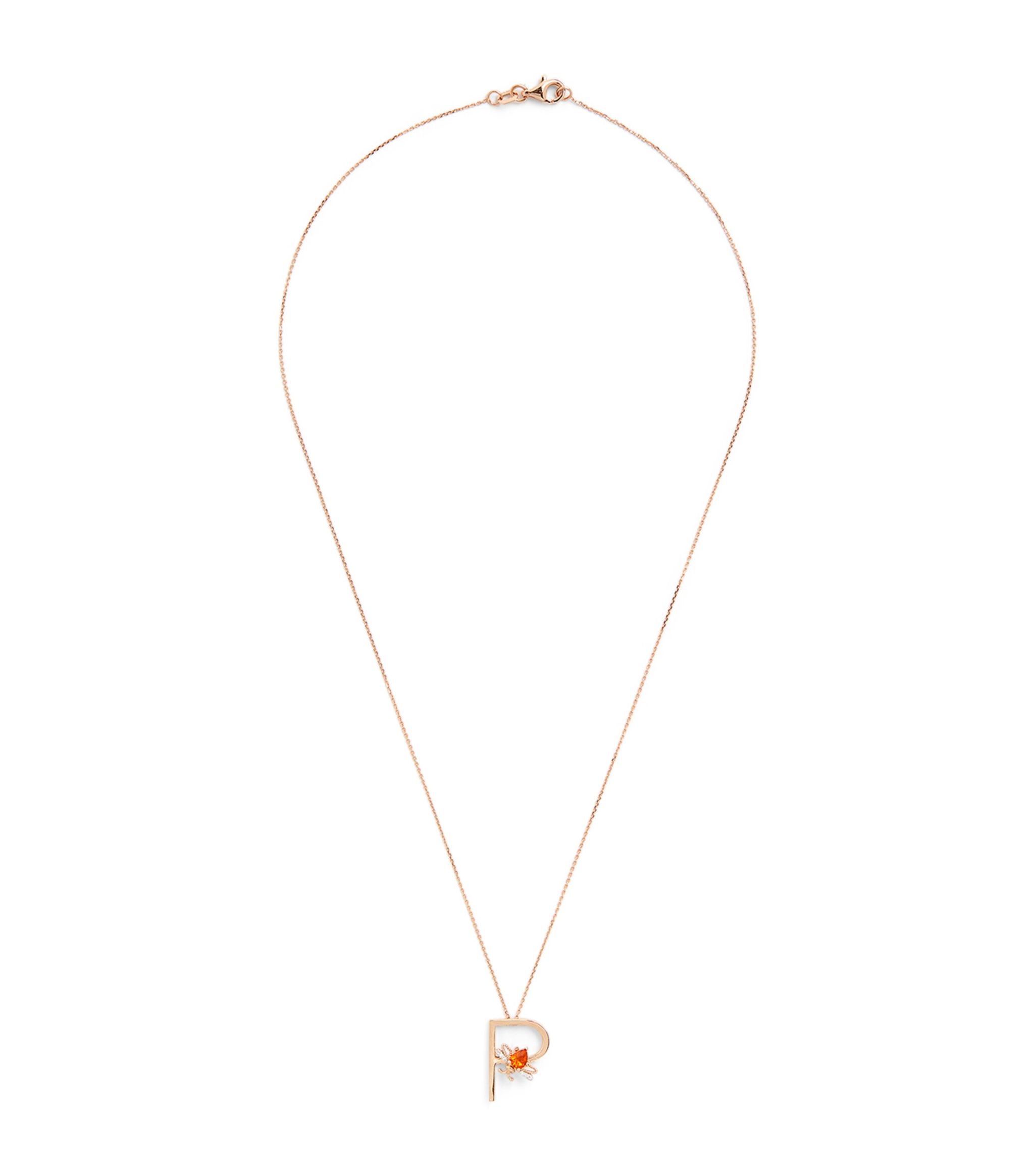 Rose Gold, Diamond and Citrine Letter ‘P’ Necklace Miscellaneous Harrods   