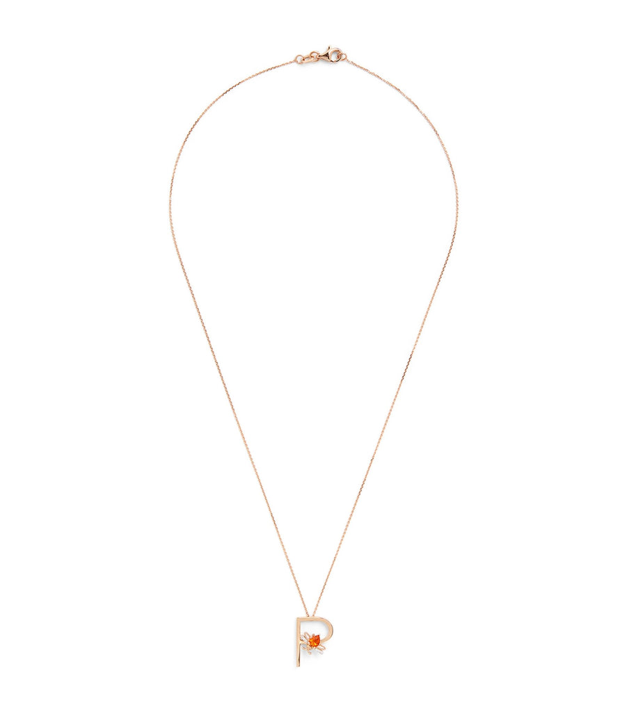 Rose Gold, Diamond and Citrine Letter ‘P’ Necklace