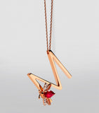 Rose Gold, Diamond and Ruby Letter ‘M’ Necklace GOODS Harrods   