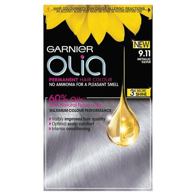 Garnier Olia Permanent No Ammonia Hair Dye Metallic Silver 9.11