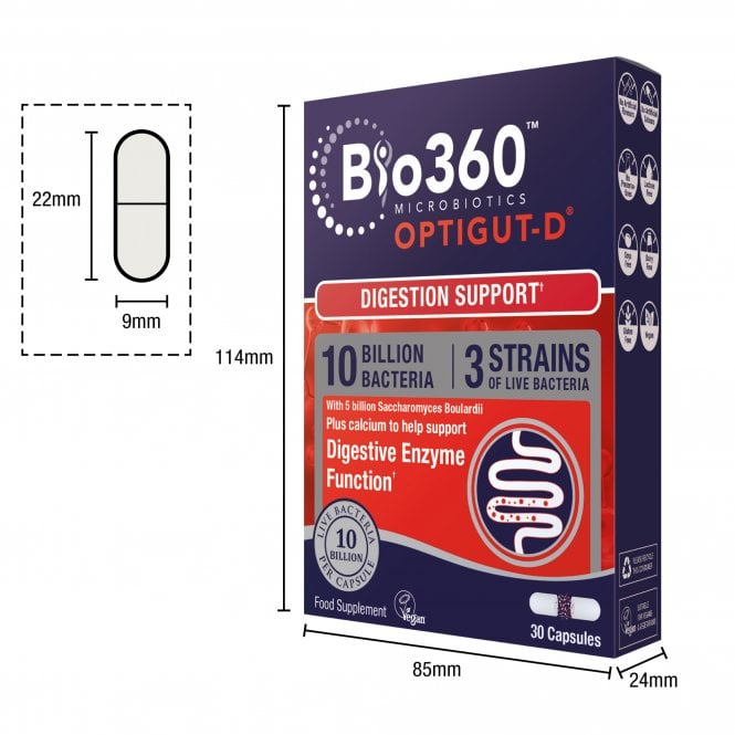 Bio360 OptiGUT-D (10 Billion Bacteria) Vegan McGrocer Direct   