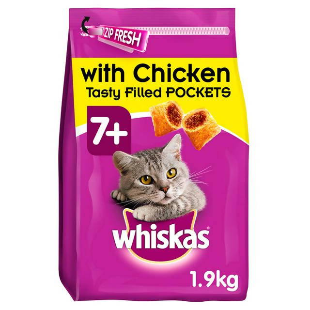 Whiskas Senior Complete Dry Cat Food Biscuits Chicken 1.9kg - McGrocer