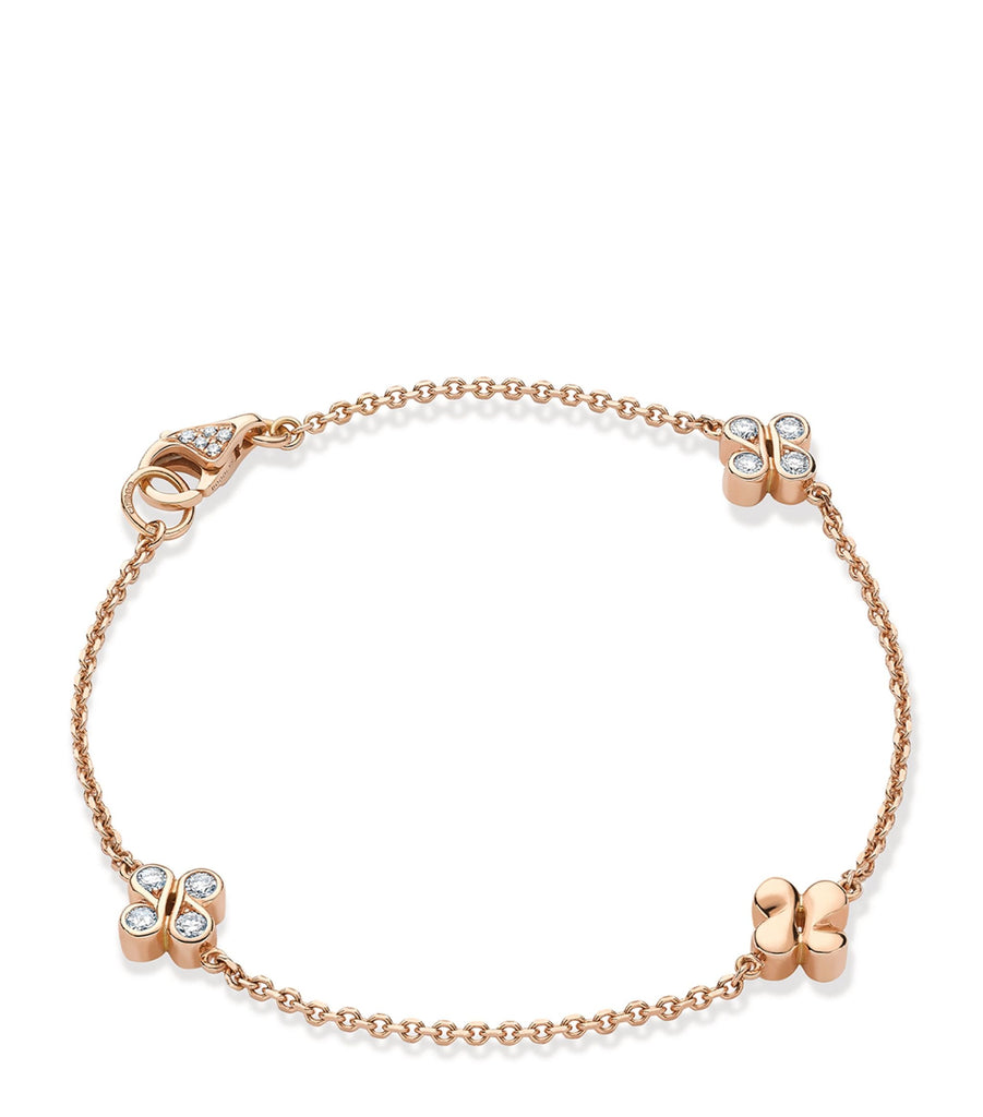 Rose Gold and Diamond Be Boodles Triple Charm Bracelet