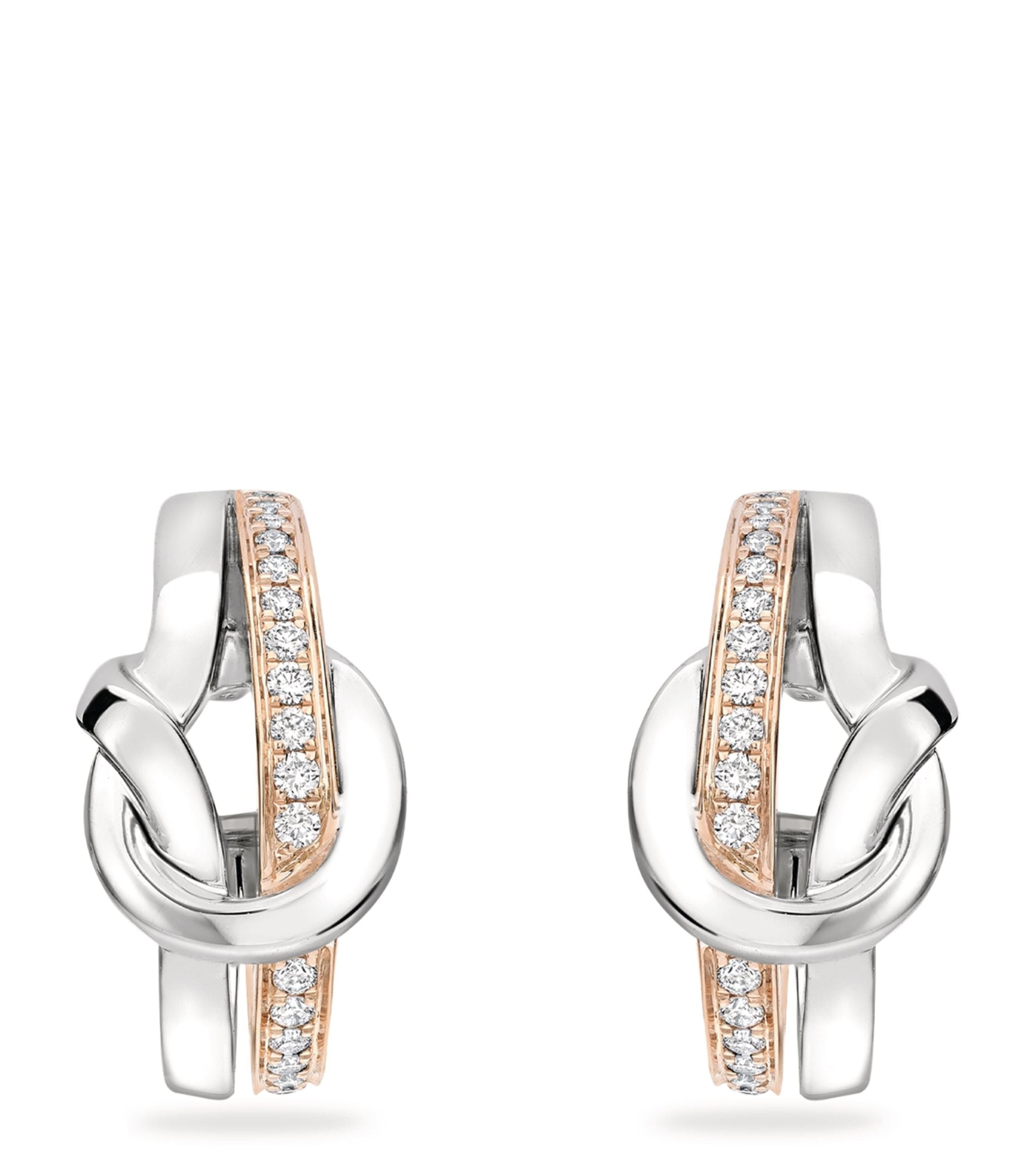 Rose, White Gold and Diamond The Knot Earrings GOODS Harrods   