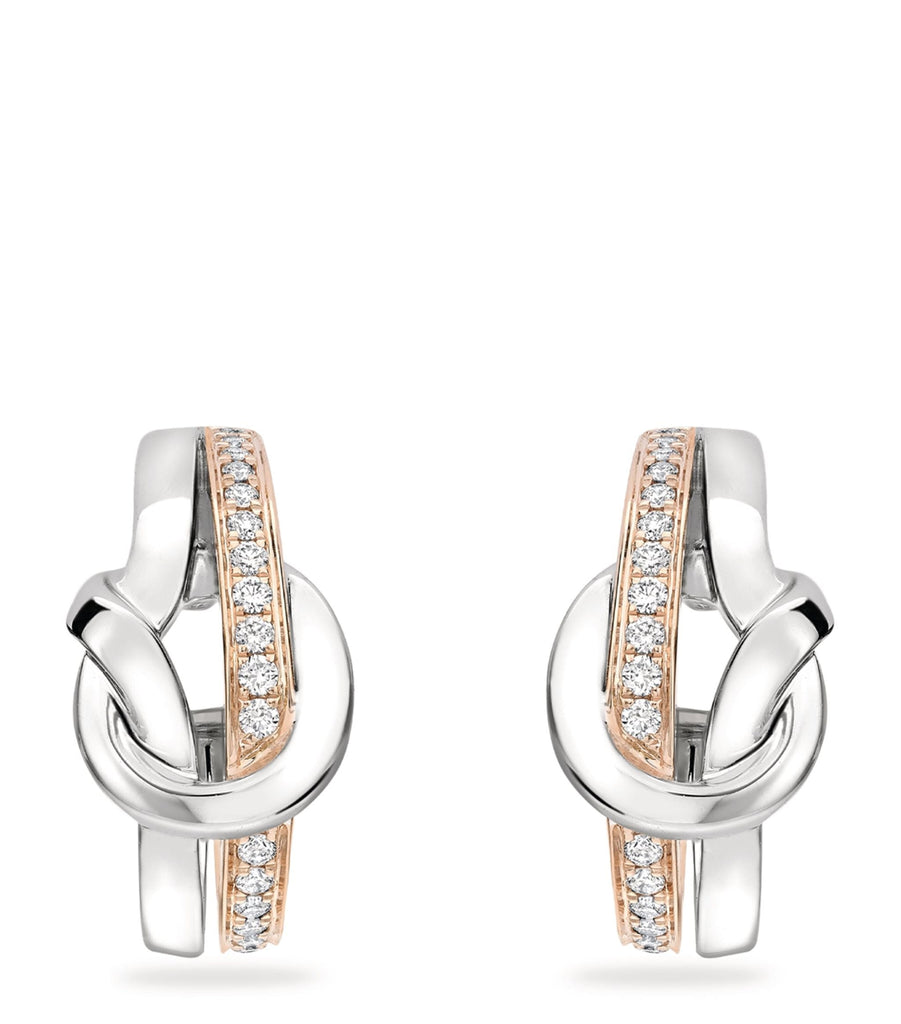 Rose, White Gold and Diamond The Knot Earrings