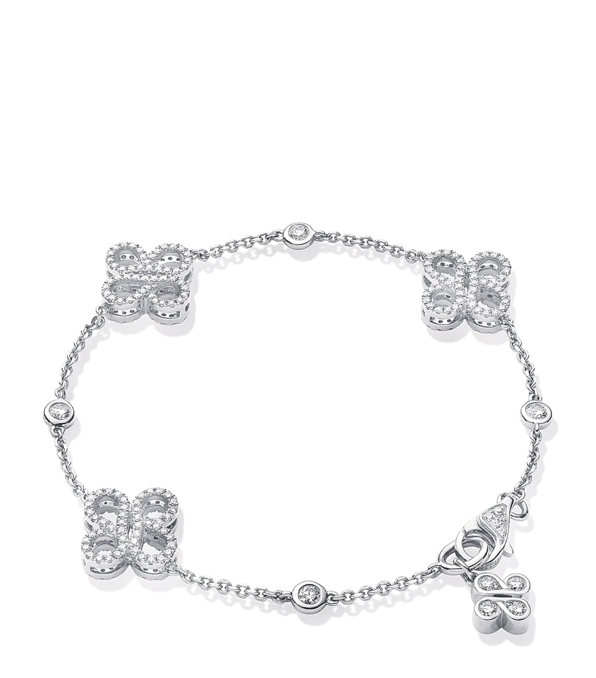 White Gold and Diamond Be Boodles Multi Charm Bracelet GOODS Harrods   