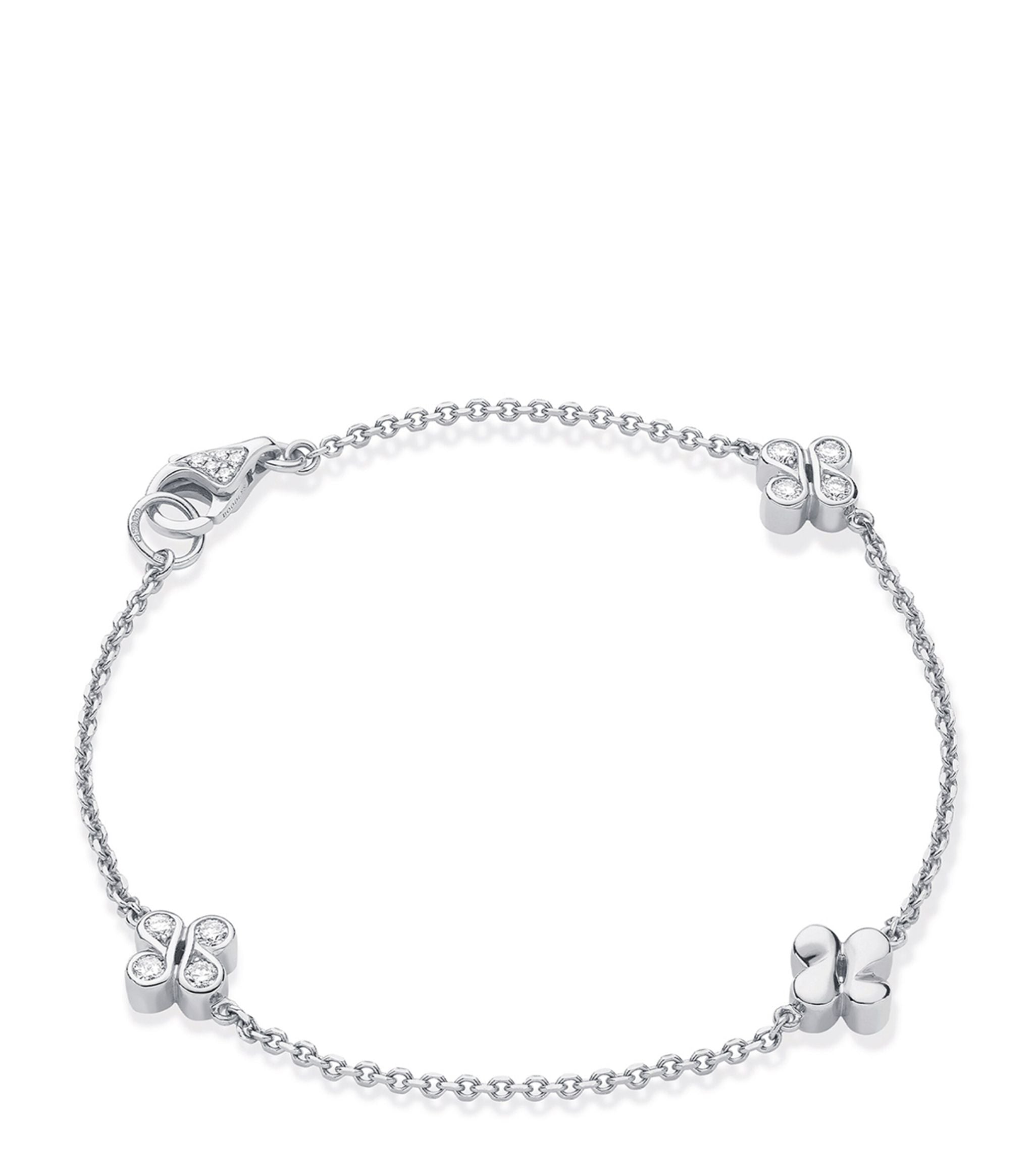 White Gold and Diamond Be Boodles Triple Charm Bracelet GOODS Harrods   