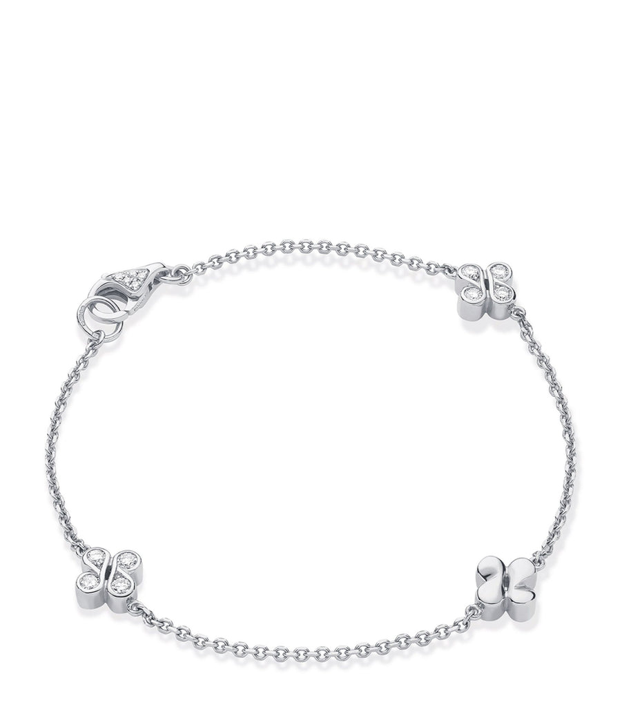 White Gold and Diamond Be Boodles Triple Charm Bracelet