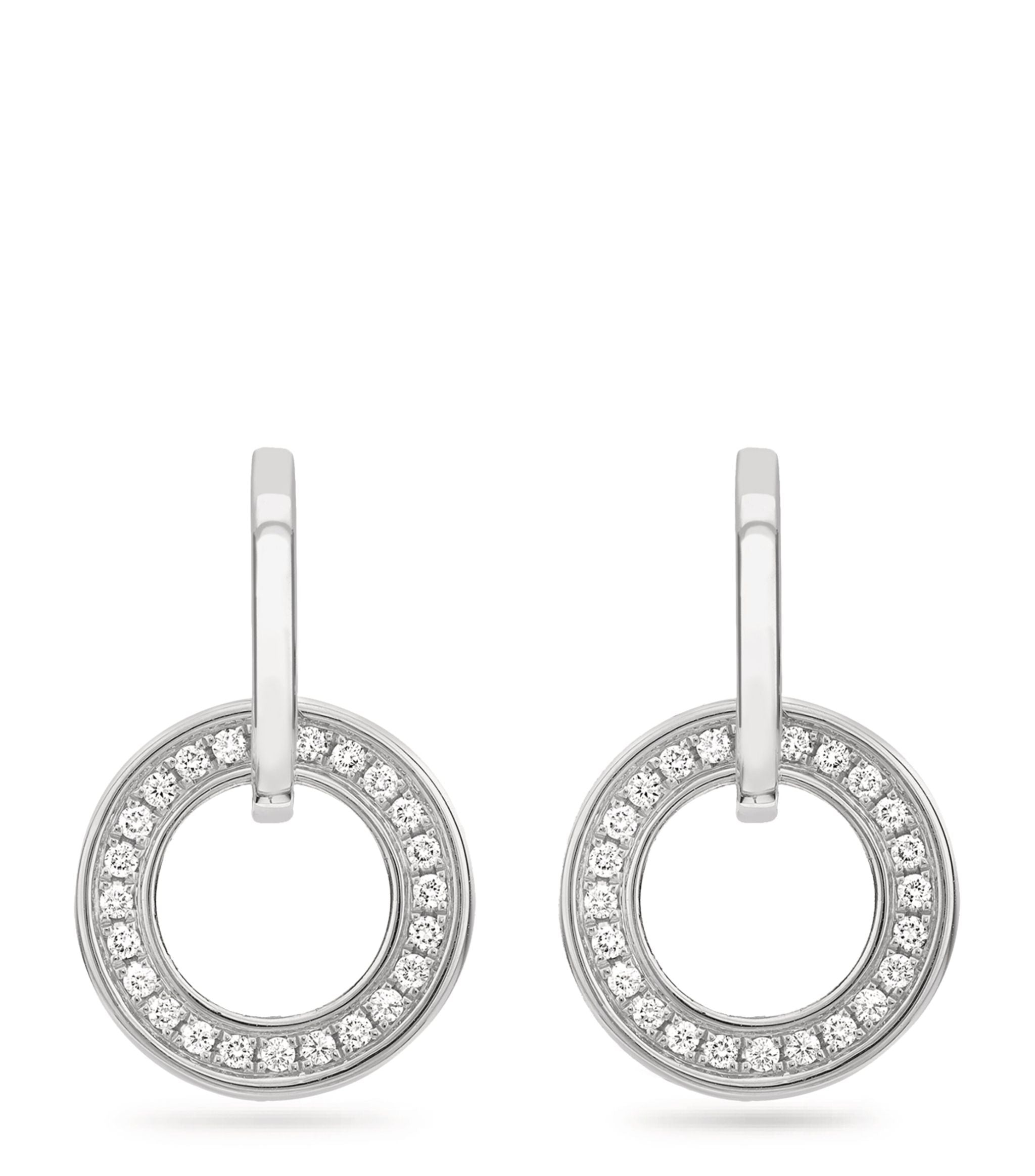 White Gold and Diamond Classic Roulette Earrings GOODS Harrods   