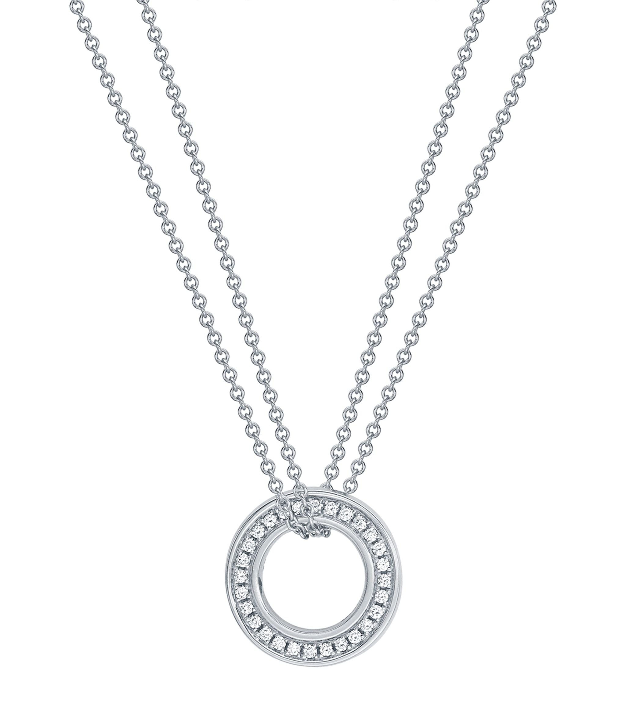 White Gold and Diamond Roulette Pendant Necklace GOODS Harrods   