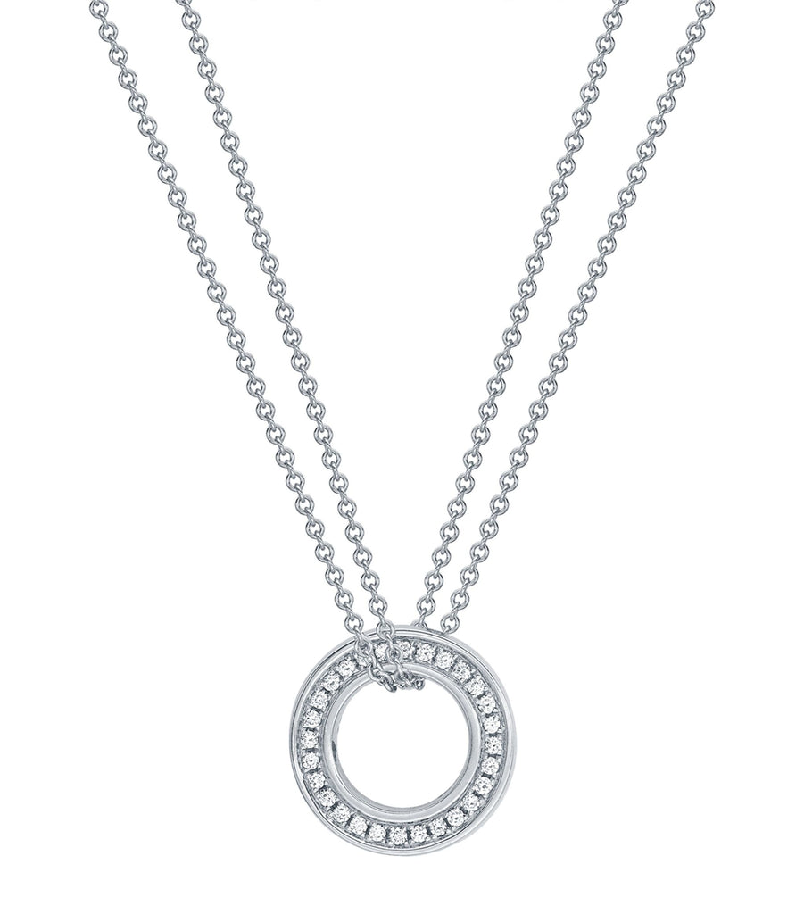 White Gold and Diamond Roulette Pendant Necklace