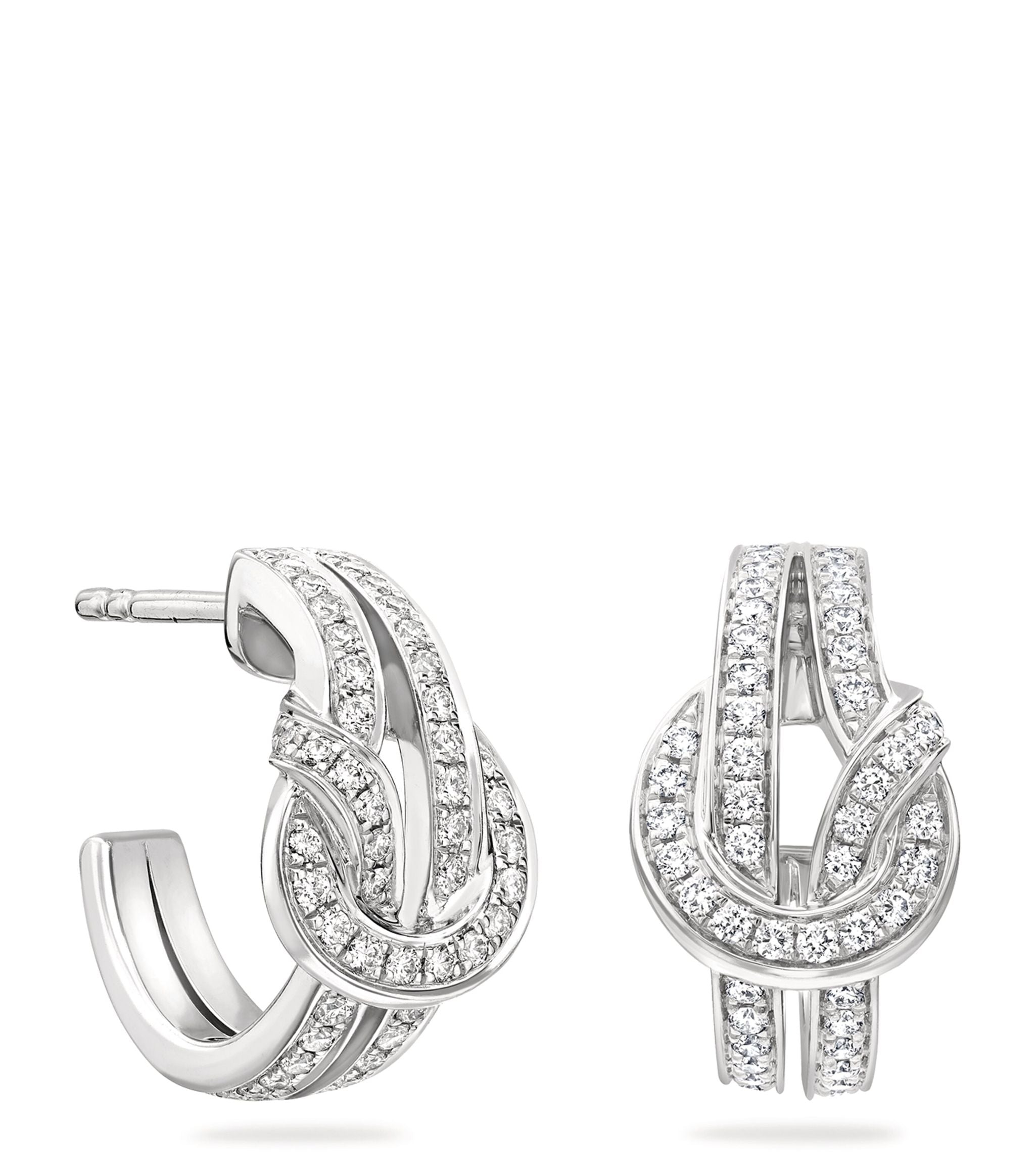 White Gold and Diamond The Knot Earrings GOODS Harrods   