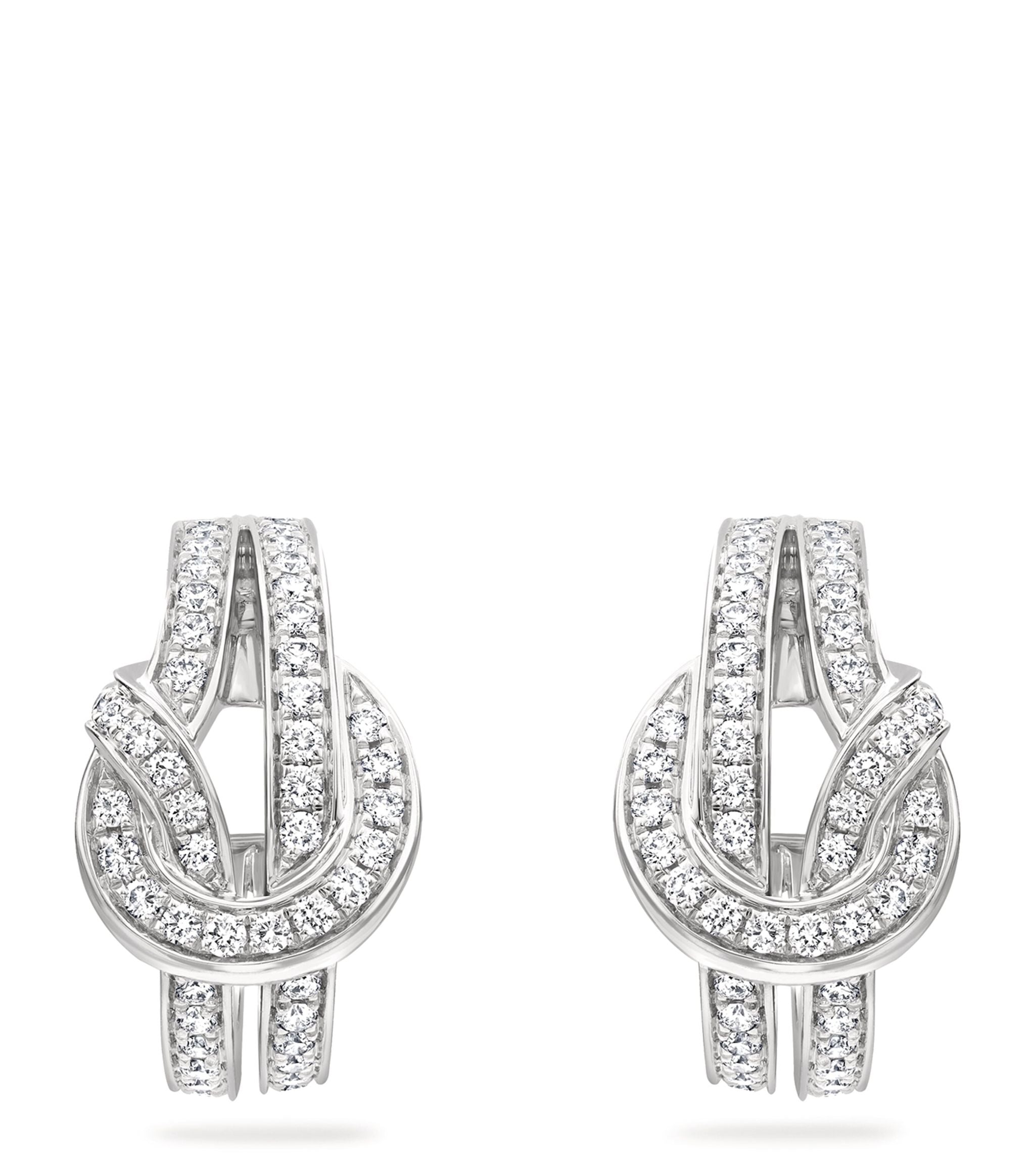 White Gold and Diamond The Knot Earrings GOODS Harrods   