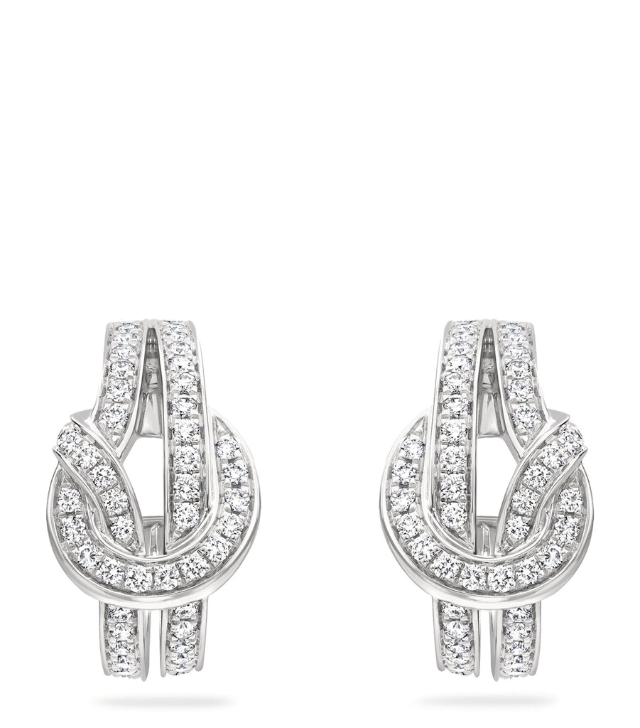 White Gold and Diamond The Knot Earrings