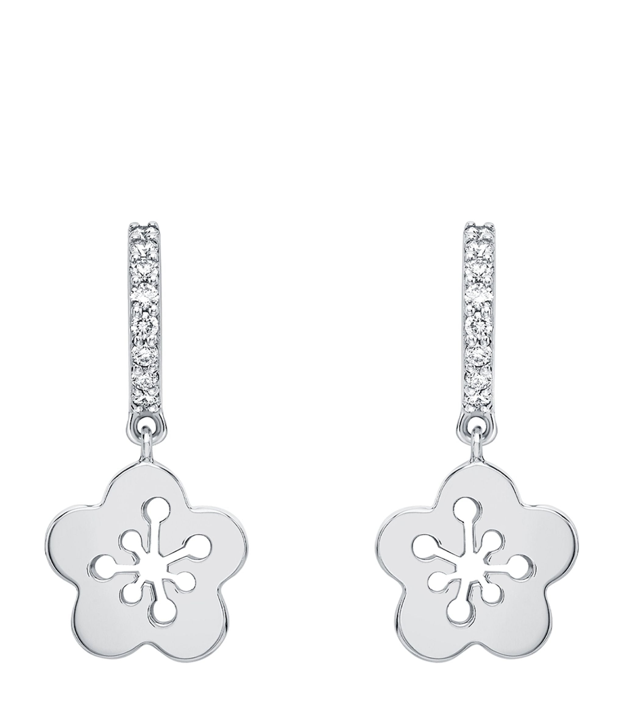 White Gold and Diamonds Mini Blossom Drop Earrings GOODS Harrods   