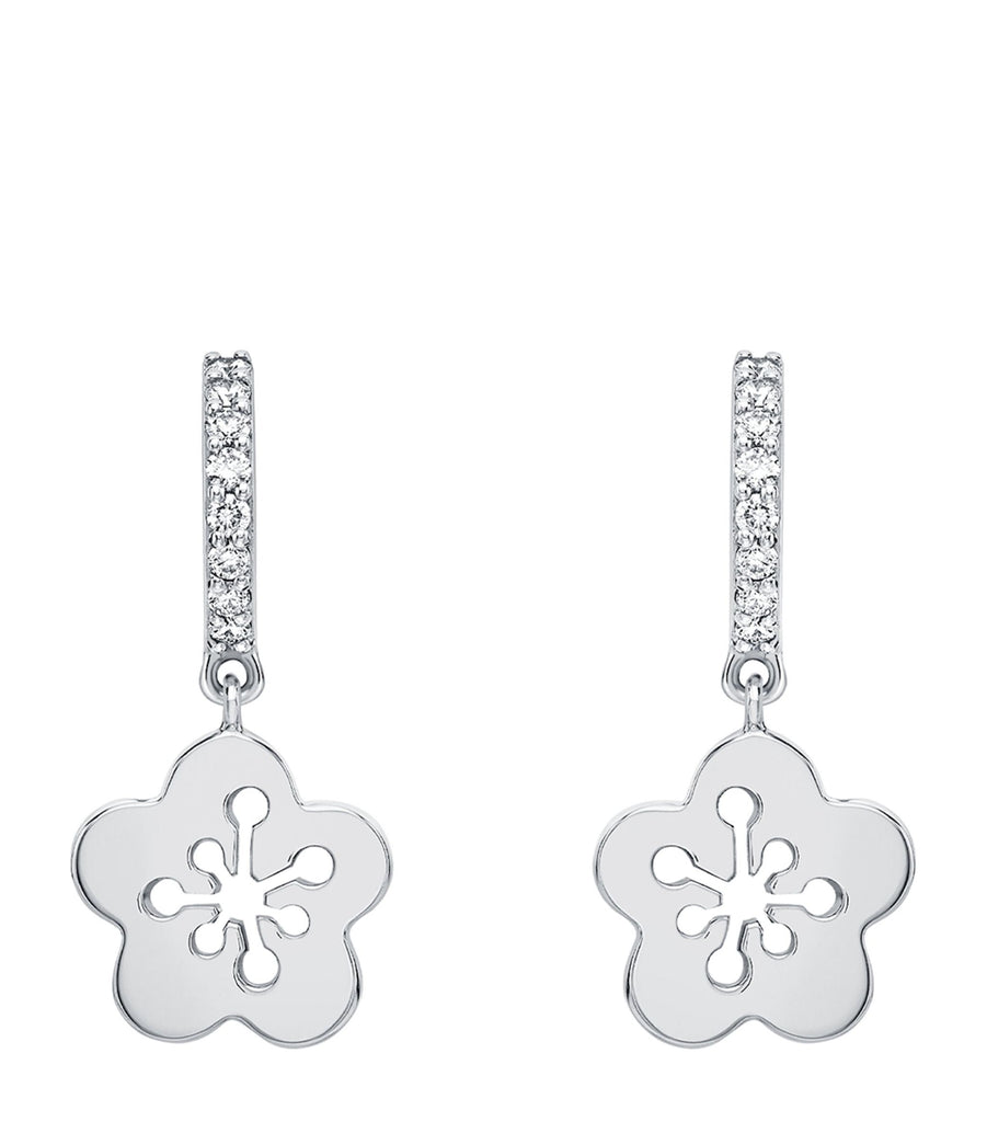 White Gold and Diamonds Mini Blossom Drop Earrings