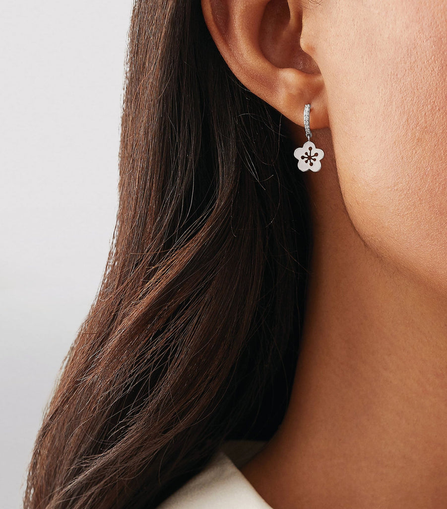 White Gold and Diamonds Mini Blossom Drop Earrings