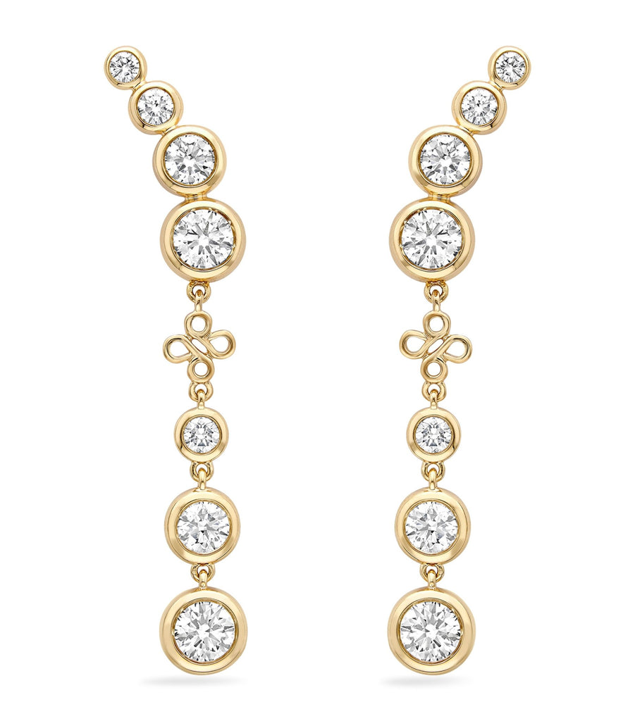 Yellow Gold and Diamond Long Beach Earrings