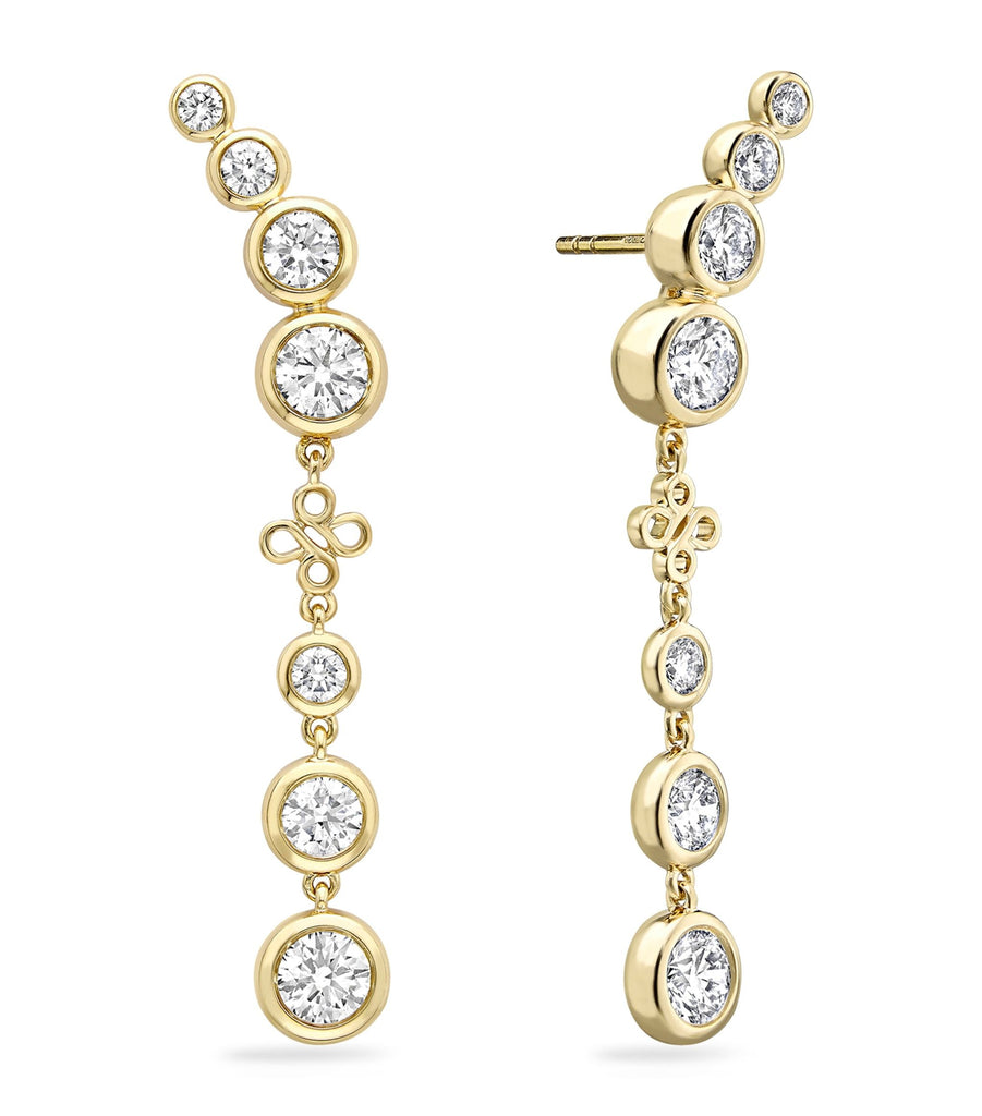 Yellow Gold and Diamond Long Beach Earrings