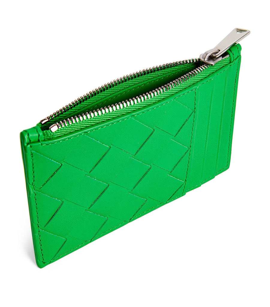 Leather Intrecciato Zipped Card Holder