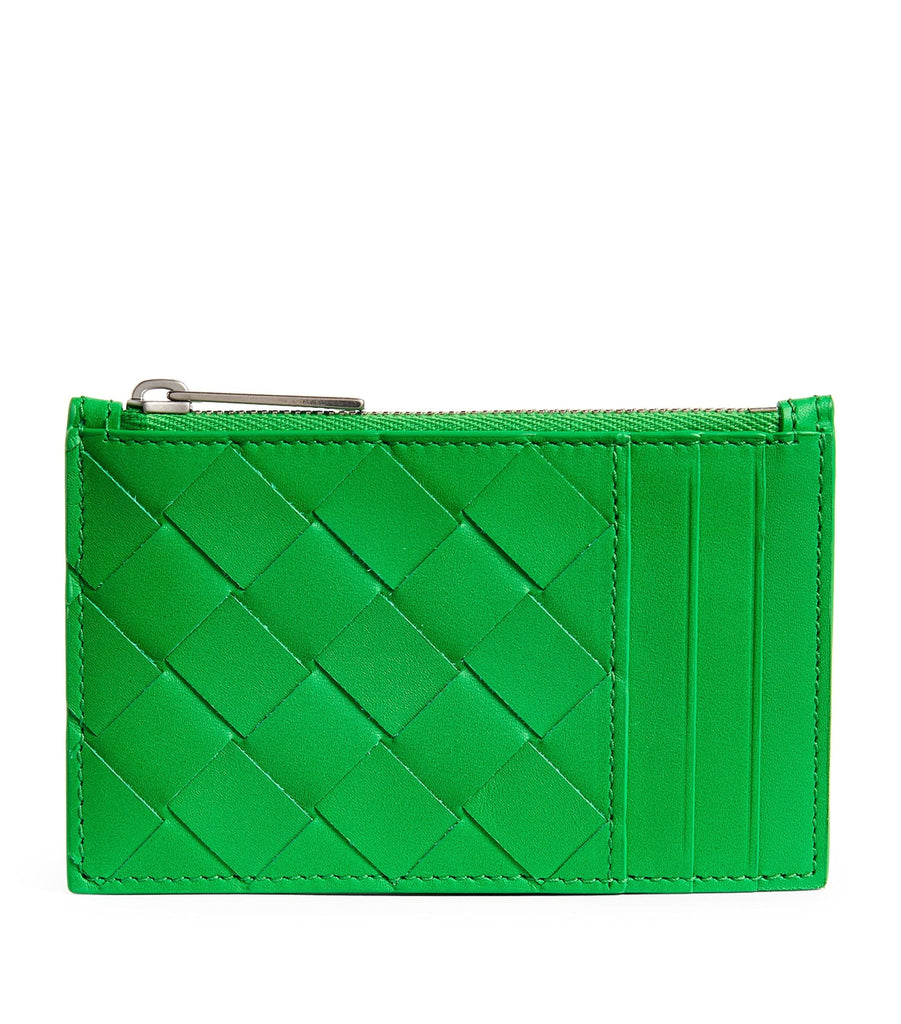 Leather Intrecciato Zipped Card Holder