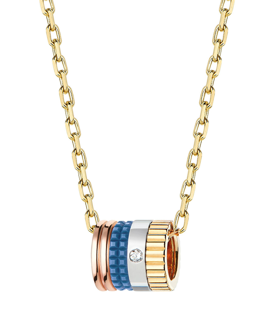 Mini Yellow Gold Quatre Blue Necklace