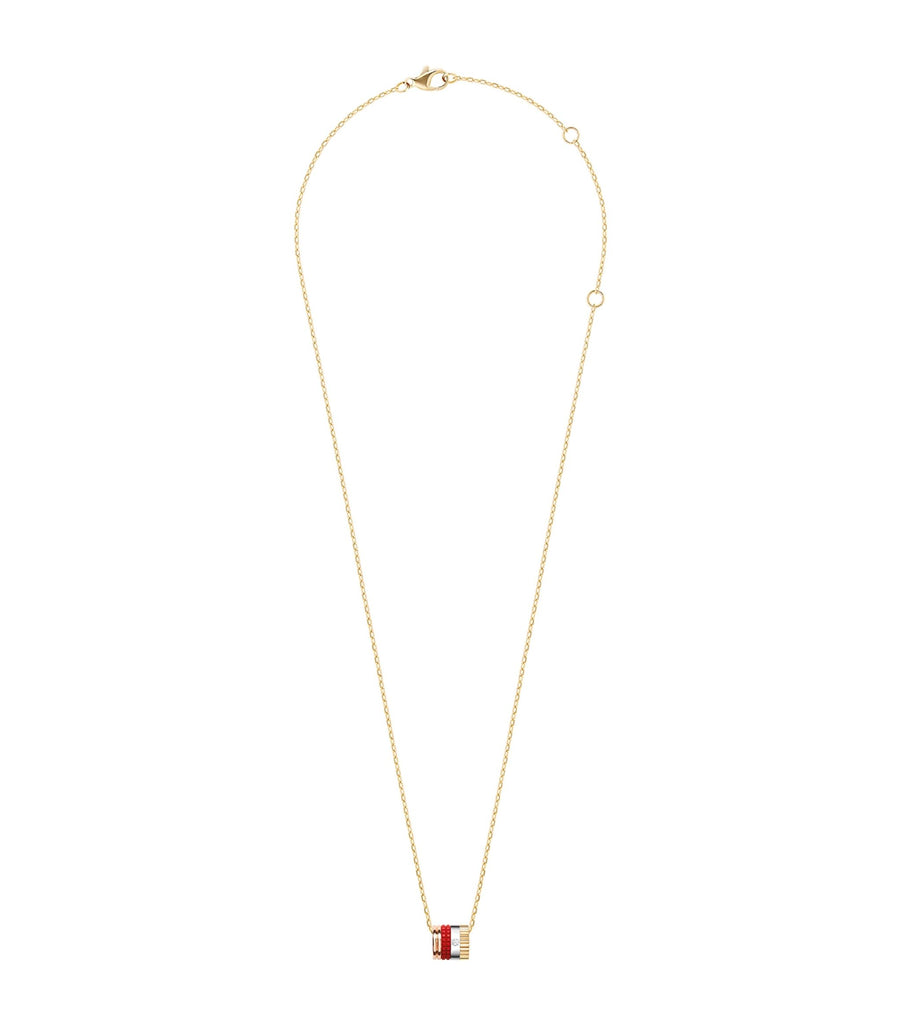 Mini Yellow Gold Quatre Red Necklace