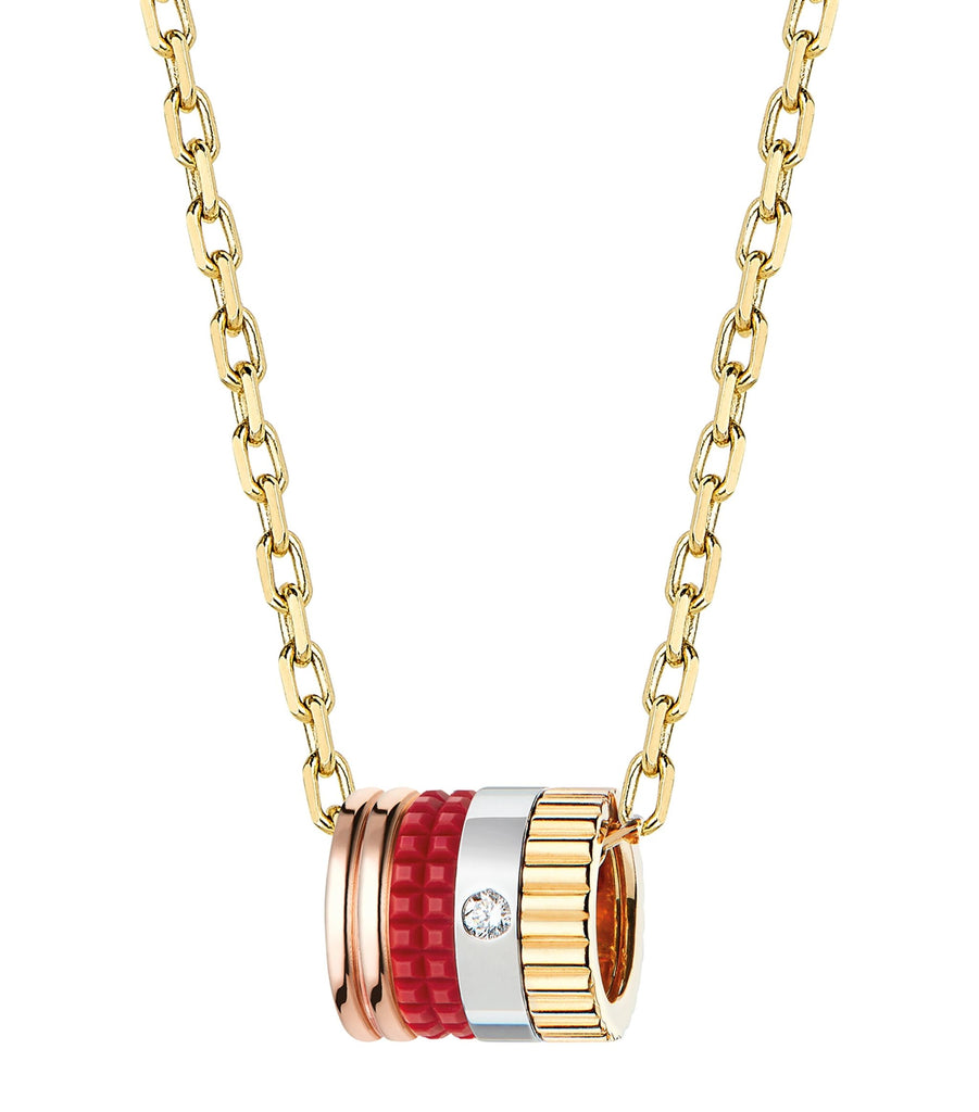 Mini Yellow Gold Quatre Red Necklace