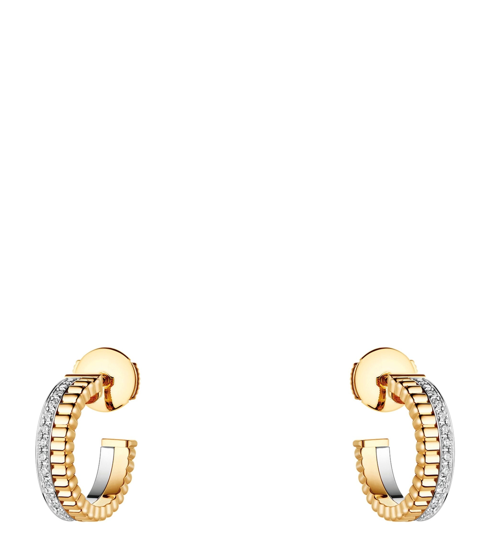 Mixed Gold and Diamond Quatre Hoop Earrings GOODS Harrods   