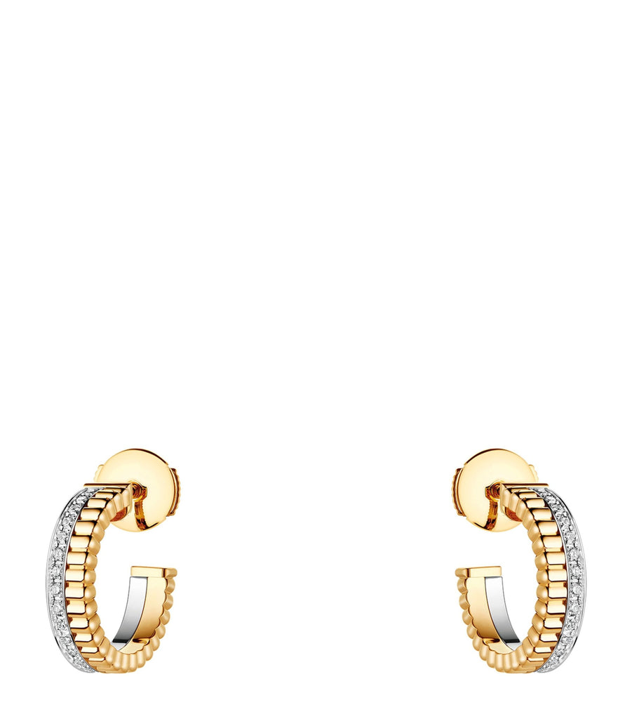 Mixed Gold and Diamond Quatre Hoop Earrings