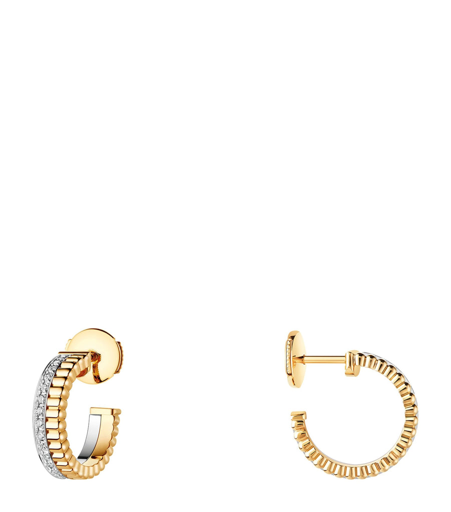 Mixed Gold and Diamond Quatre Hoop Earrings