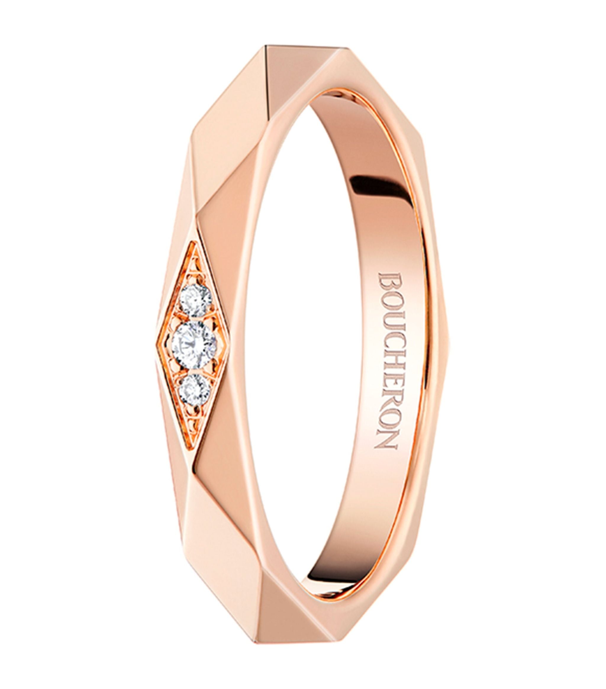 Pink Gold and Diamond Facette Wedding Band GOODS Harrods   