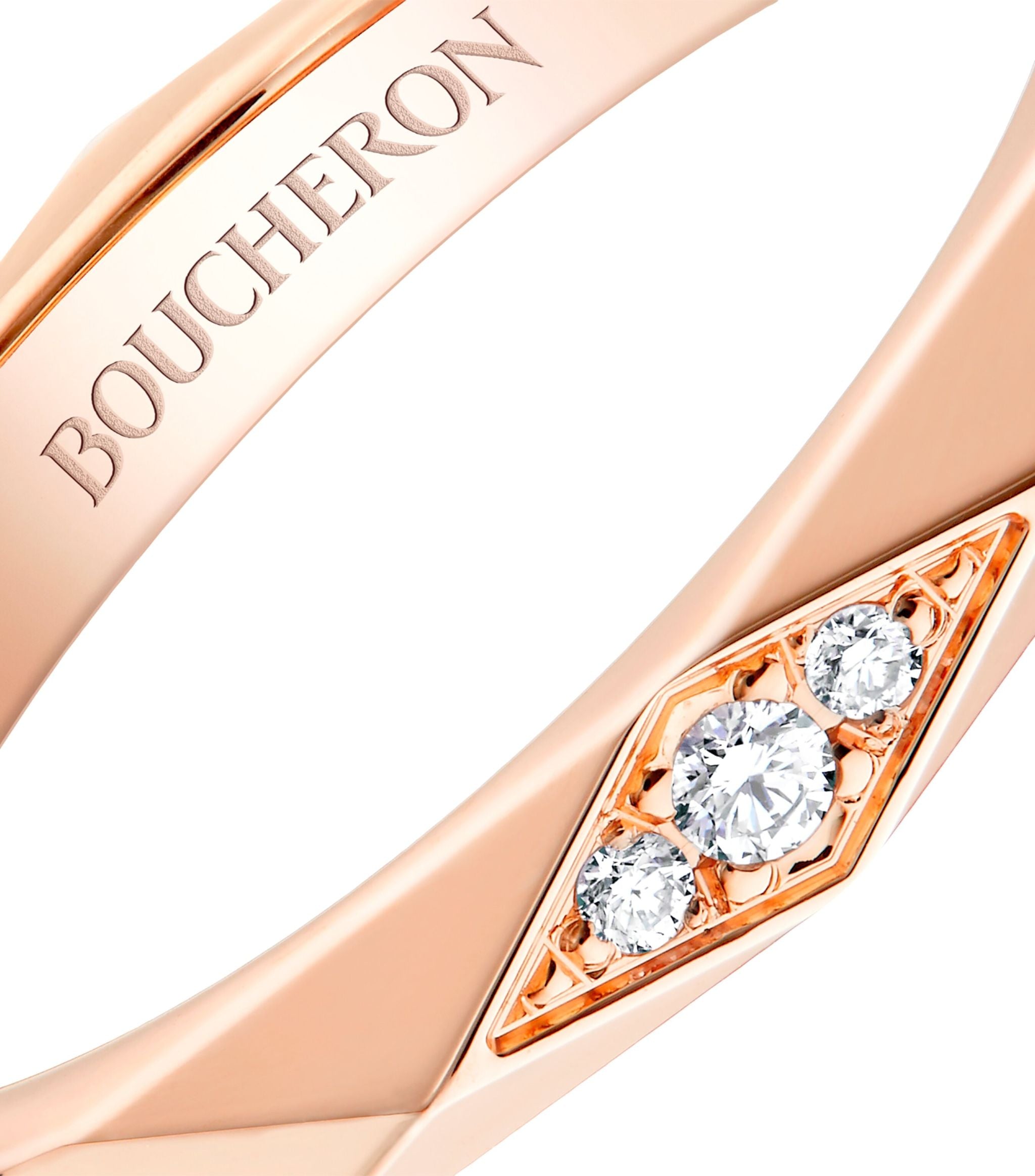 Pink Gold and Diamond Facette Wedding Band GOODS Harrods   