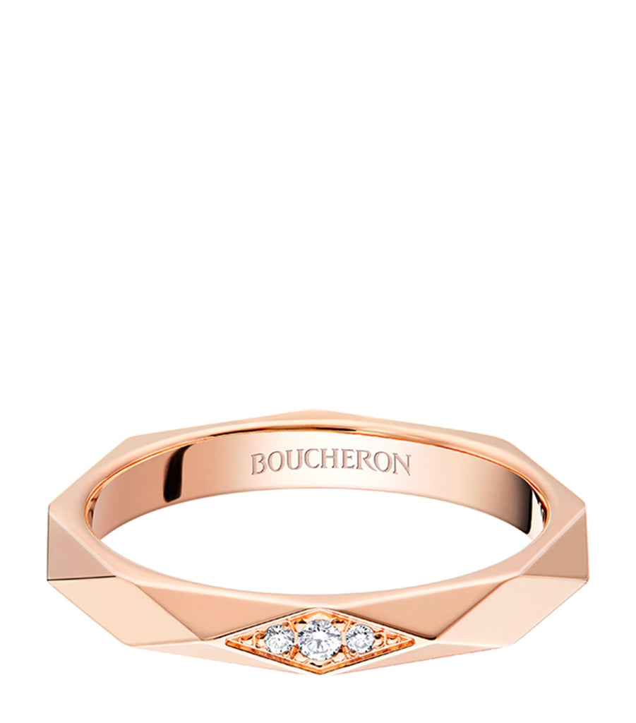 Pink Gold and Diamond Facette Wedding Band