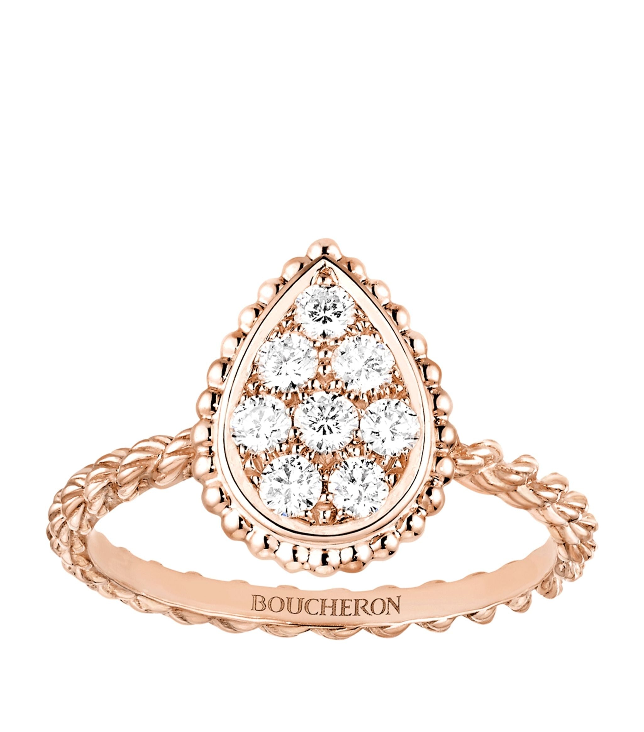 Small Rose Gold and Diamond Serpent Bohème Motif Ring GOODS Harrods   