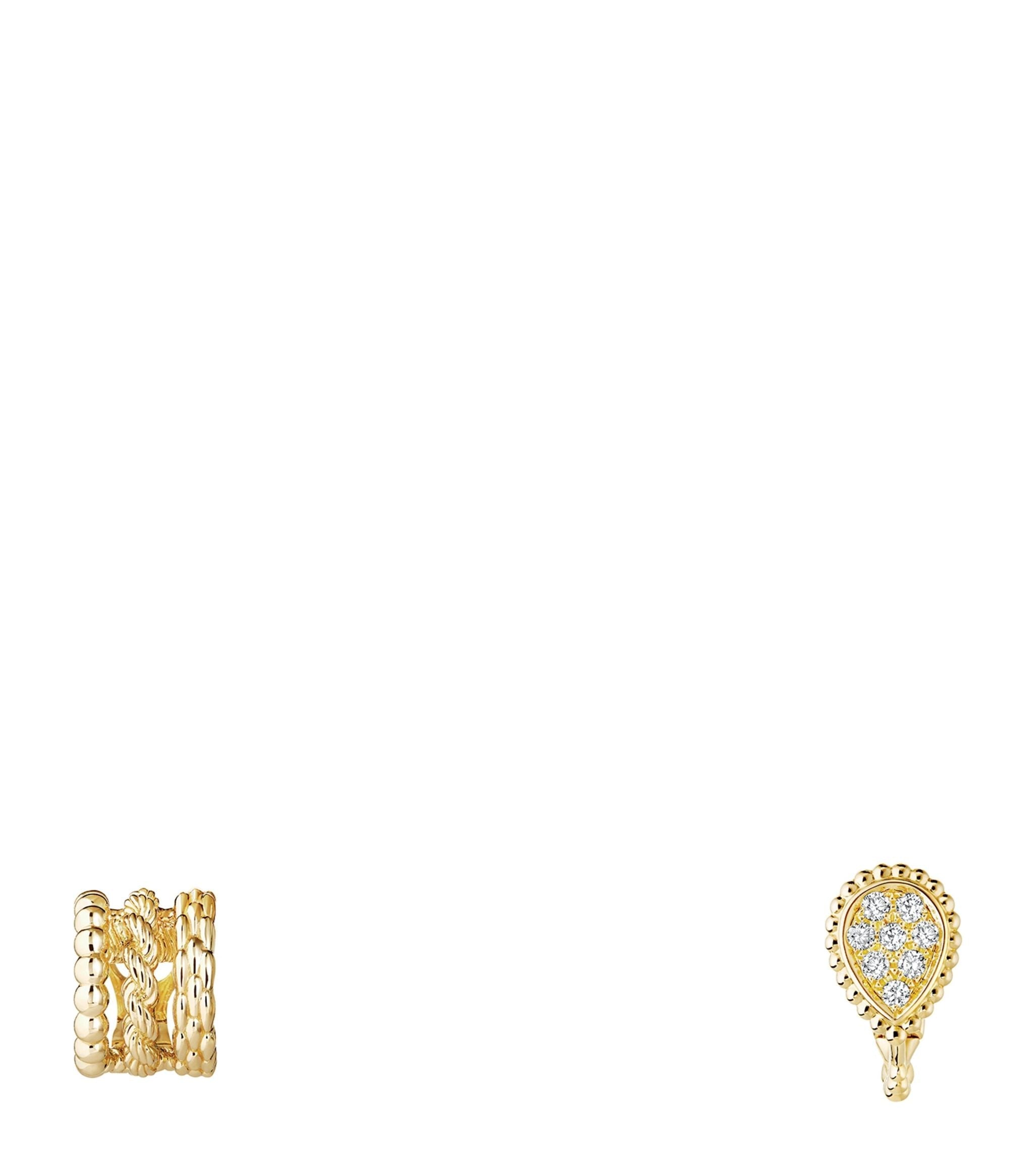 Yellow Gold and Diamond Serpent Bohème Asymmetric Clip-On Earrings GOODS Harrods   