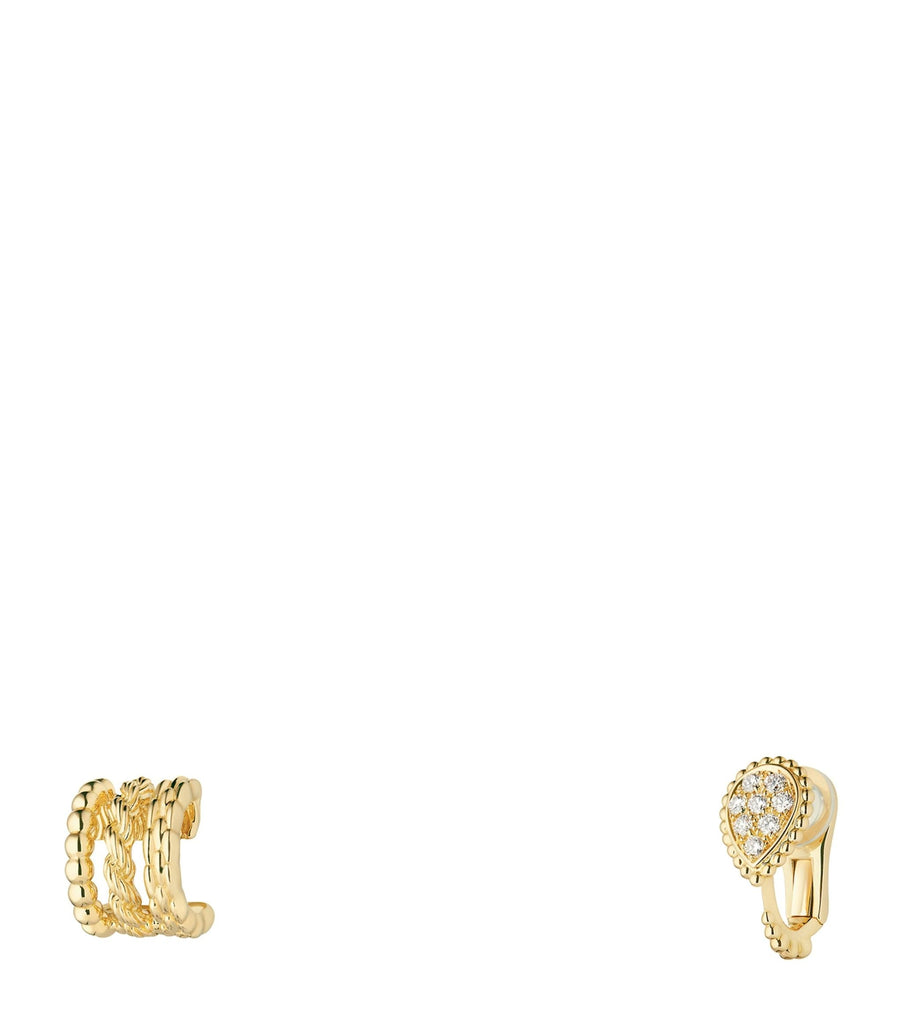 Yellow Gold and Diamond Serpent Bohème Asymmetric Clip-On Earrings