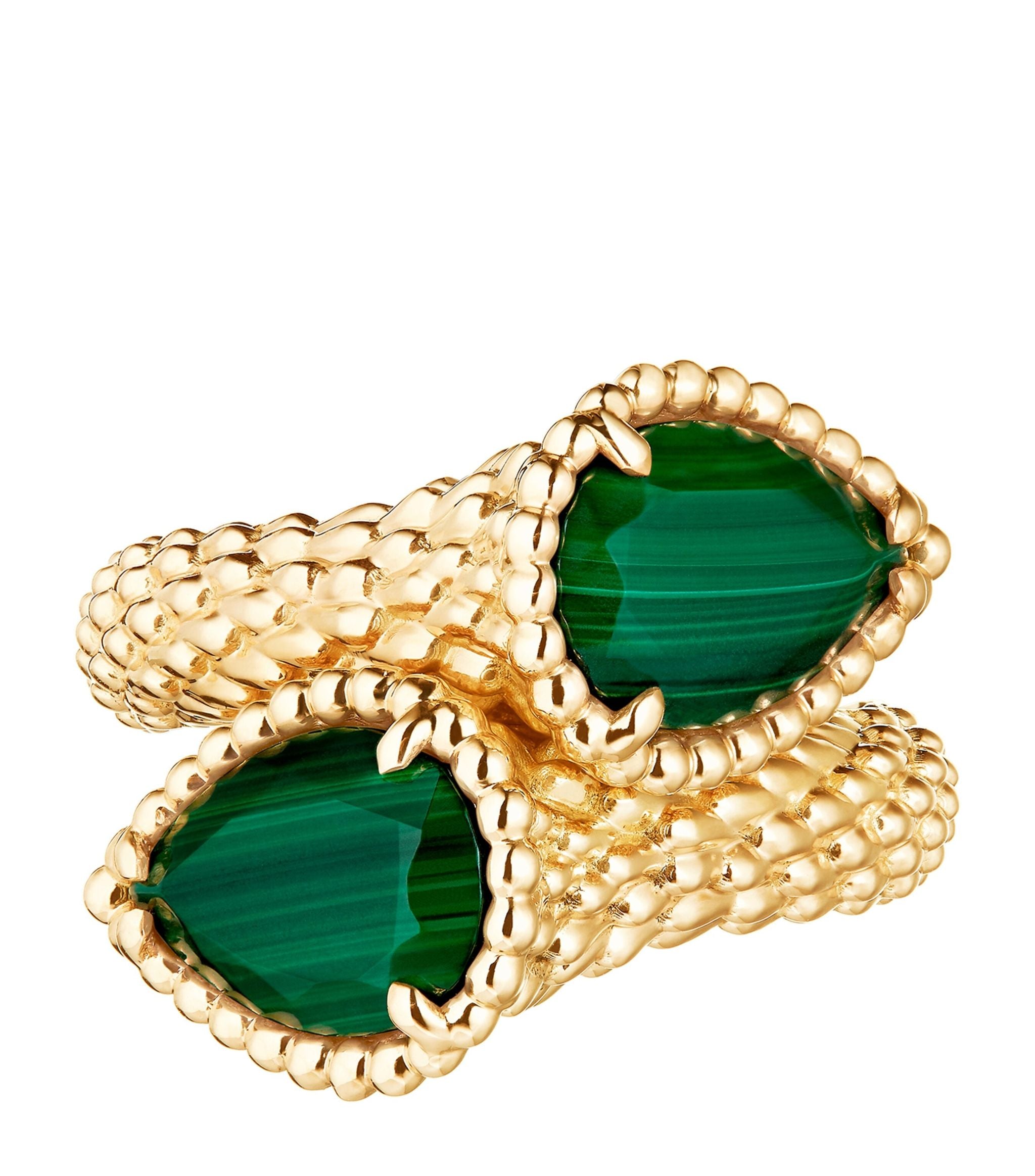 Yellow Gold and Malachite Serpent Bohème Two Motif Ring GOODS Harrods   