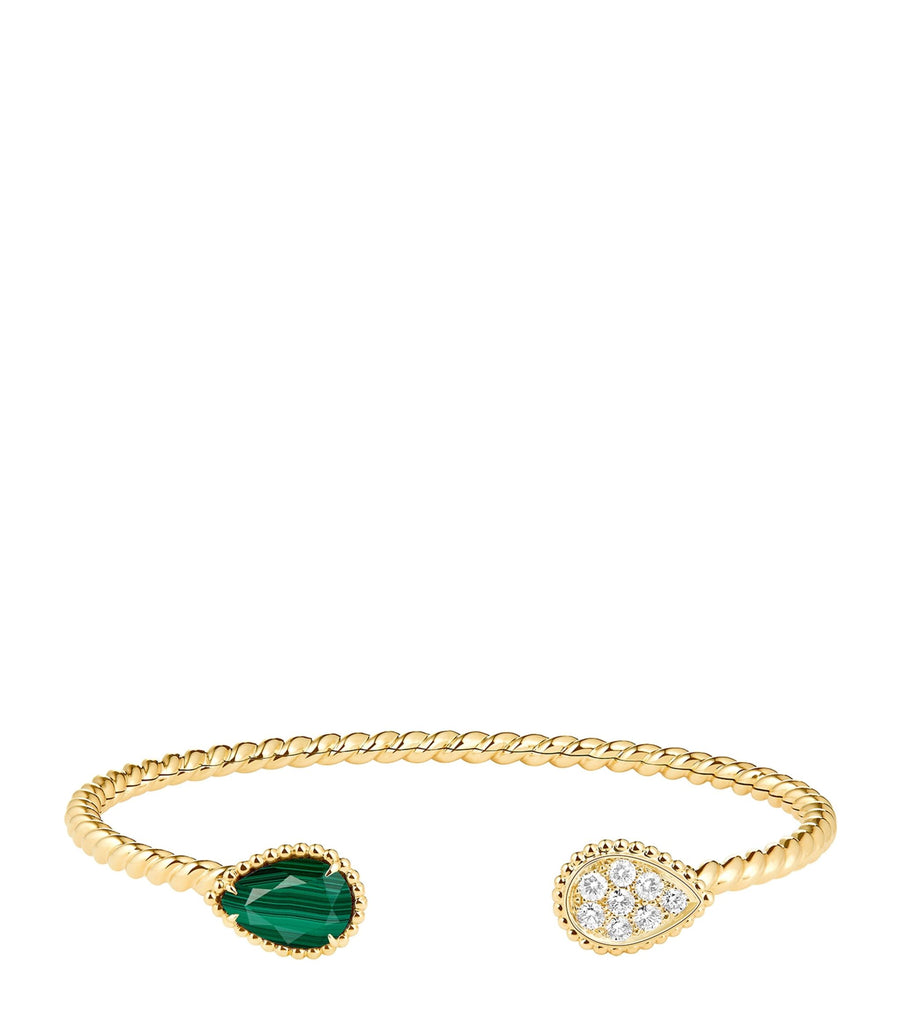 Yellow Gold, Malachite and Diamond Two Motifs Serpent Bohème Bracelet