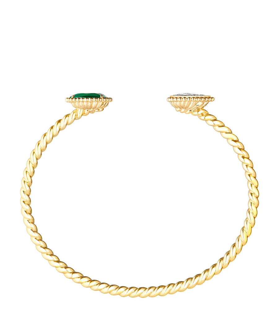 Yellow Gold, Malachite and Diamond Two Motifs Serpent Bohème Bracelet