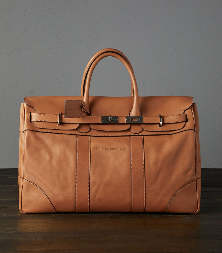 Leather Embossed-Logo Holdall