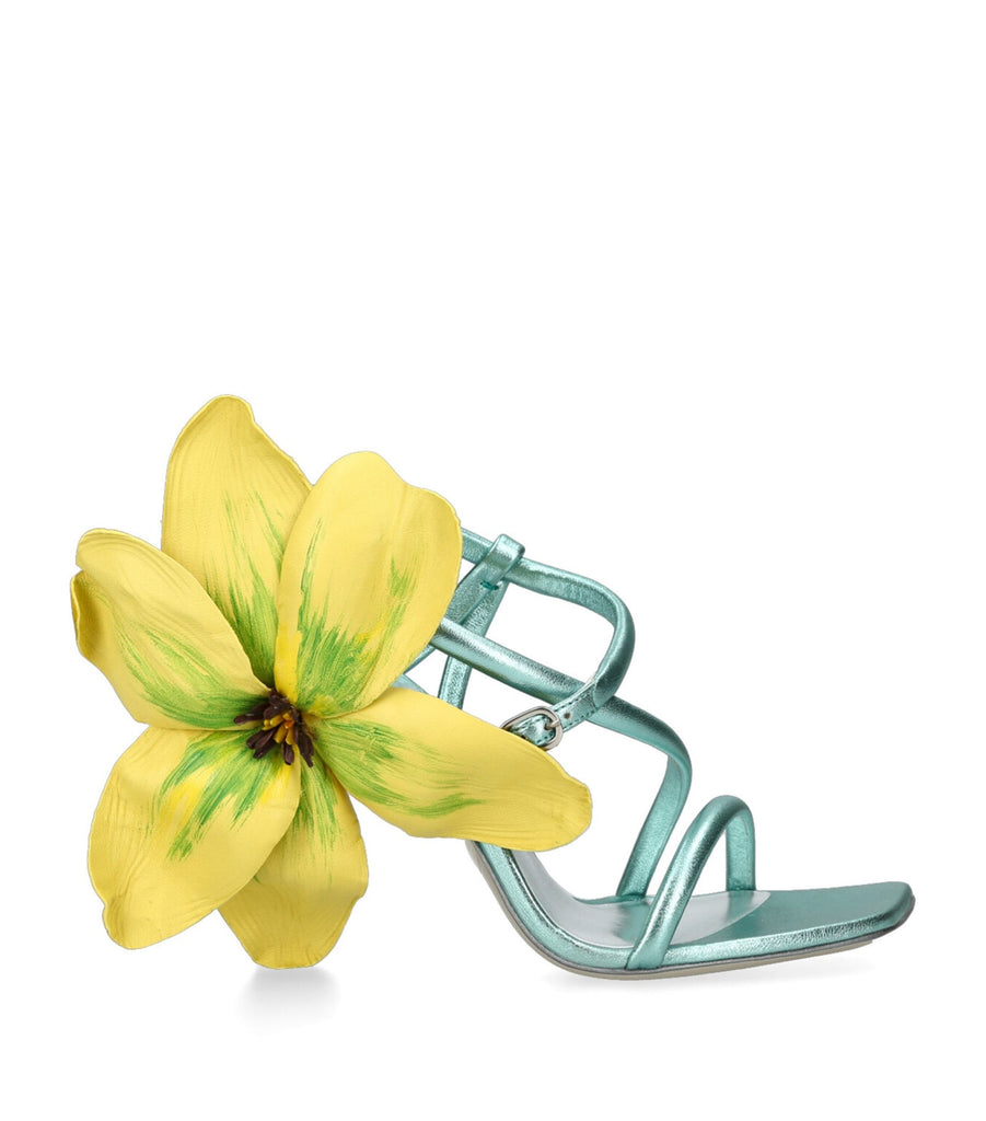 Metallic Flower Sandals 105