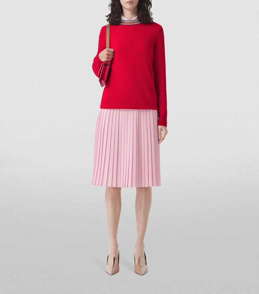 Cashmere Stripe-Trim Sweater