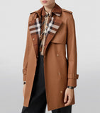 Cotton Gabardine Check-Panel Trench Coat GOODS Harrods   