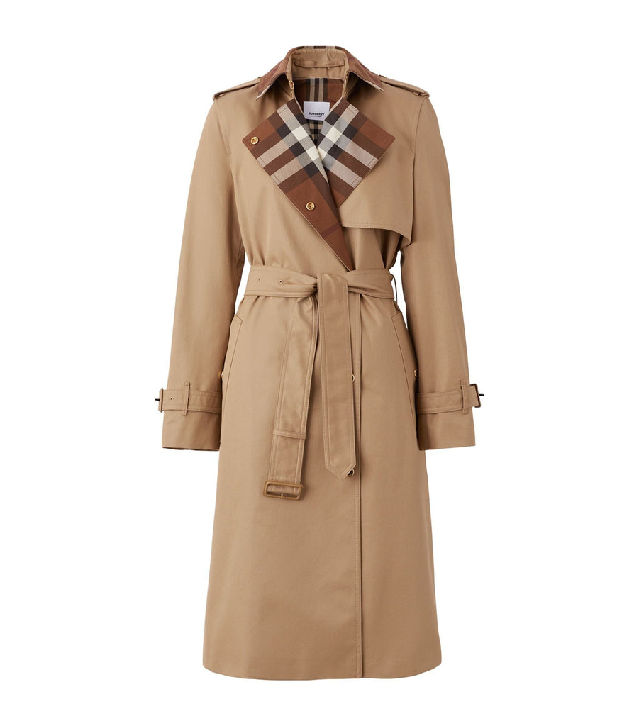 Exaggerated Check Panelled Trench Coat