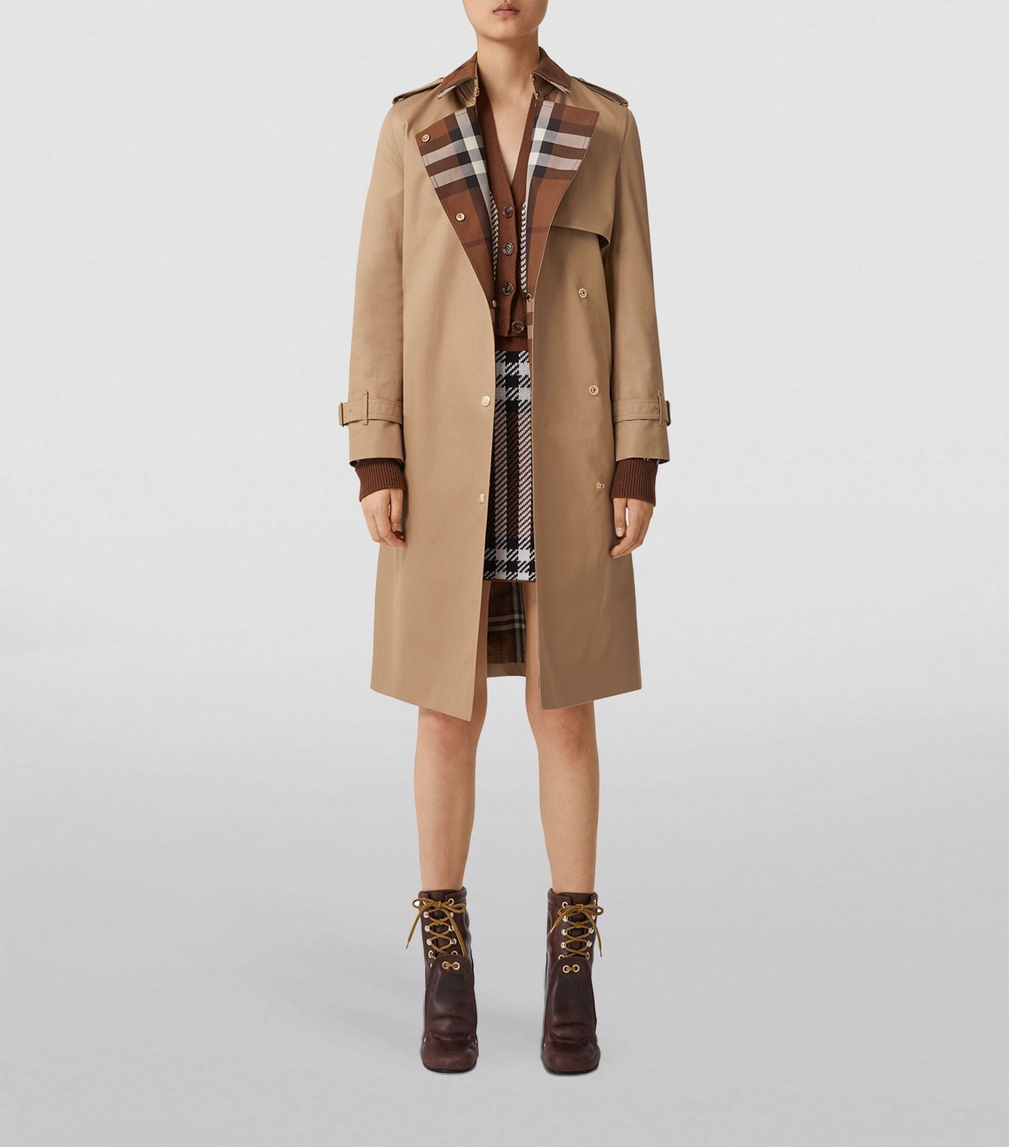 Exaggerated Check Panelled Trench Coat GOODS Harrods   