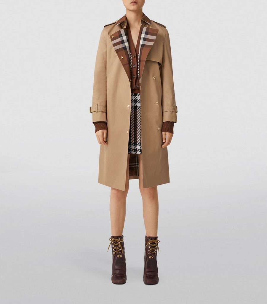 Exaggerated Check Panelled Trench Coat